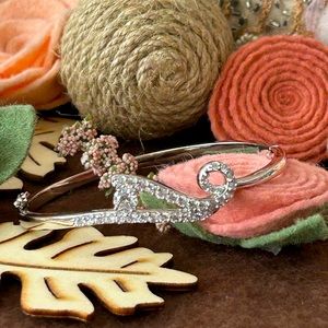 NEW! Silver Swirl Diamond Bangle Bracelet